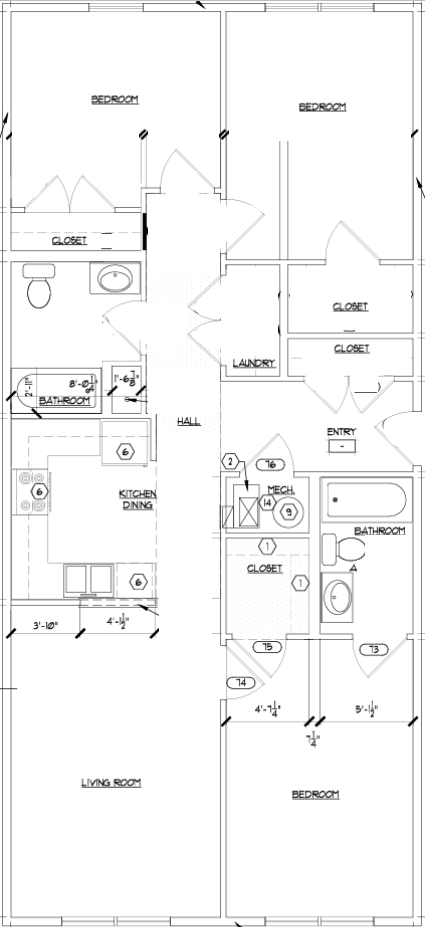 Floor plan for 3 beds, 1 bath, 1113 sqft